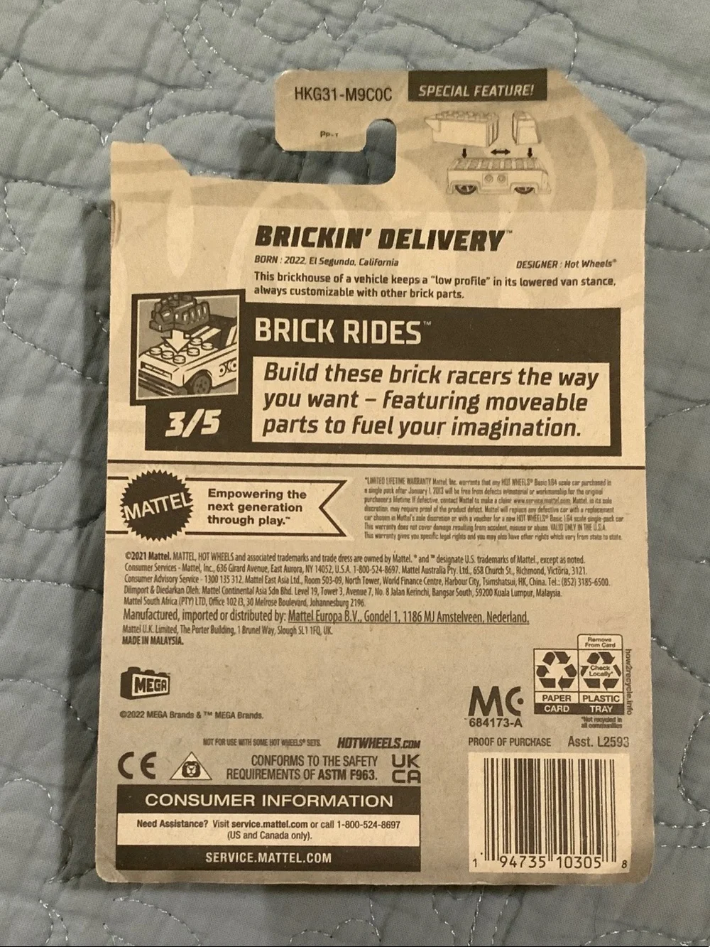 Hot Wheels Mega Brickin' Delivery Kids Toy Truck - Green
